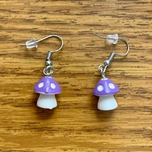 Purple Mushroom Drop Earrings